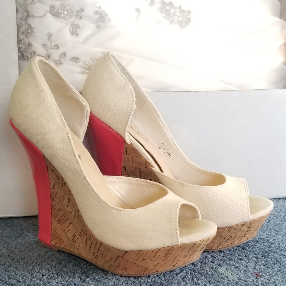 Cute Coral and Cream Wedges